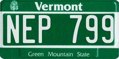 VT license plate NEP799