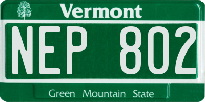 VT license plate NEP802