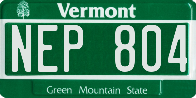VT license plate NEP804