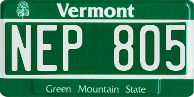 VT license plate NEP805