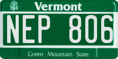VT license plate NEP806