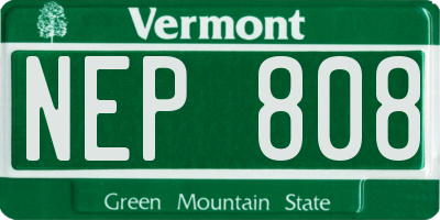 VT license plate NEP808