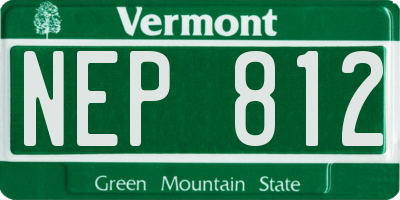 VT license plate NEP812