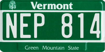 VT license plate NEP814