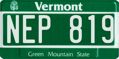 VT license plate NEP819
