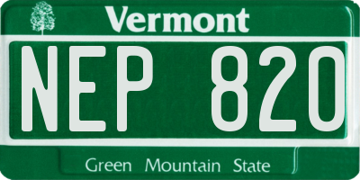 VT license plate NEP820