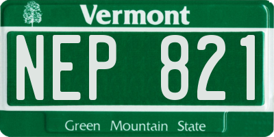 VT license plate NEP821