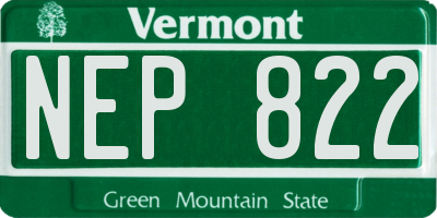 VT license plate NEP822