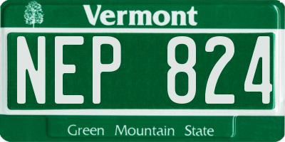 VT license plate NEP824