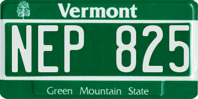 VT license plate NEP825