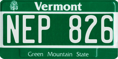 VT license plate NEP826