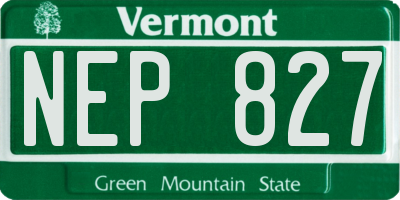 VT license plate NEP827