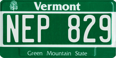 VT license plate NEP829