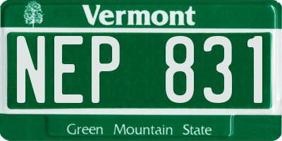 VT license plate NEP831