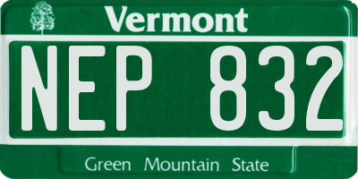 VT license plate NEP832