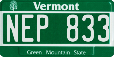 VT license plate NEP833