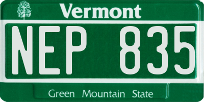VT license plate NEP835
