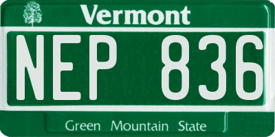 VT license plate NEP836
