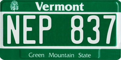VT license plate NEP837