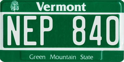 VT license plate NEP840