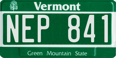 VT license plate NEP841