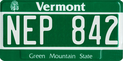 VT license plate NEP842