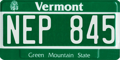 VT license plate NEP845