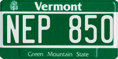 VT license plate NEP850