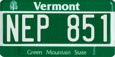 VT license plate NEP851