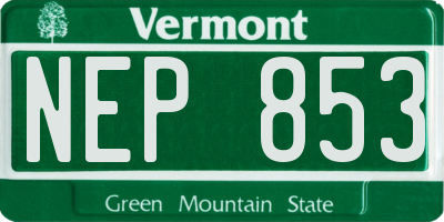 VT license plate NEP853