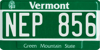 VT license plate NEP856