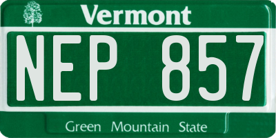 VT license plate NEP857