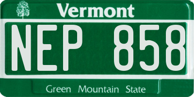 VT license plate NEP858