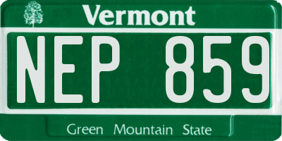 VT license plate NEP859