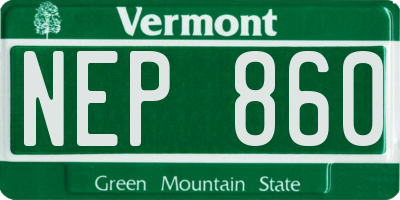 VT license plate NEP860