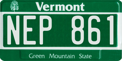 VT license plate NEP861
