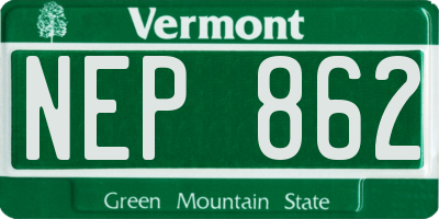VT license plate NEP862