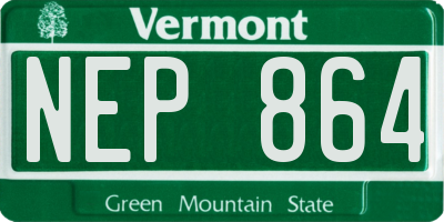 VT license plate NEP864