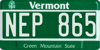 VT license plate NEP865