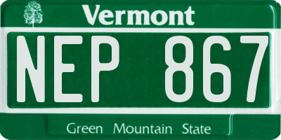 VT license plate NEP867