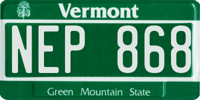 VT license plate NEP868