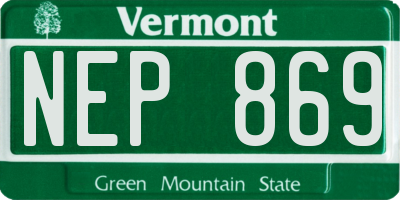 VT license plate NEP869