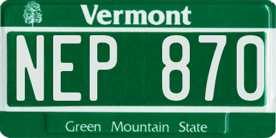 VT license plate NEP870
