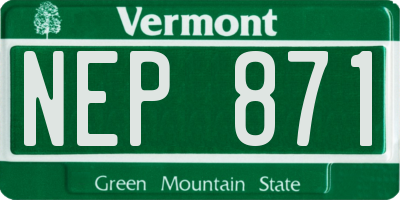 VT license plate NEP871