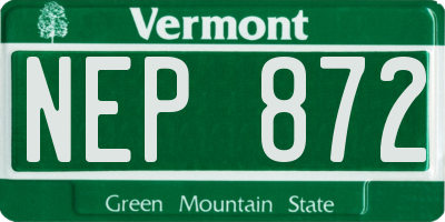 VT license plate NEP872