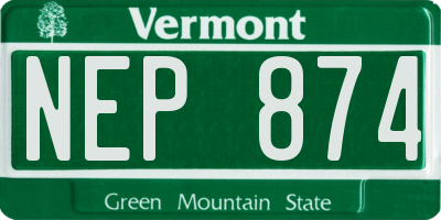 VT license plate NEP874