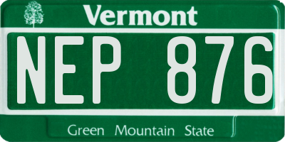 VT license plate NEP876