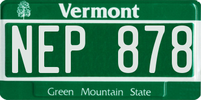 VT license plate NEP878