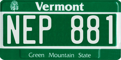 VT license plate NEP881