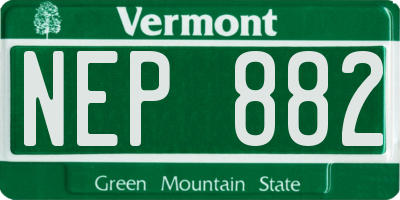 VT license plate NEP882